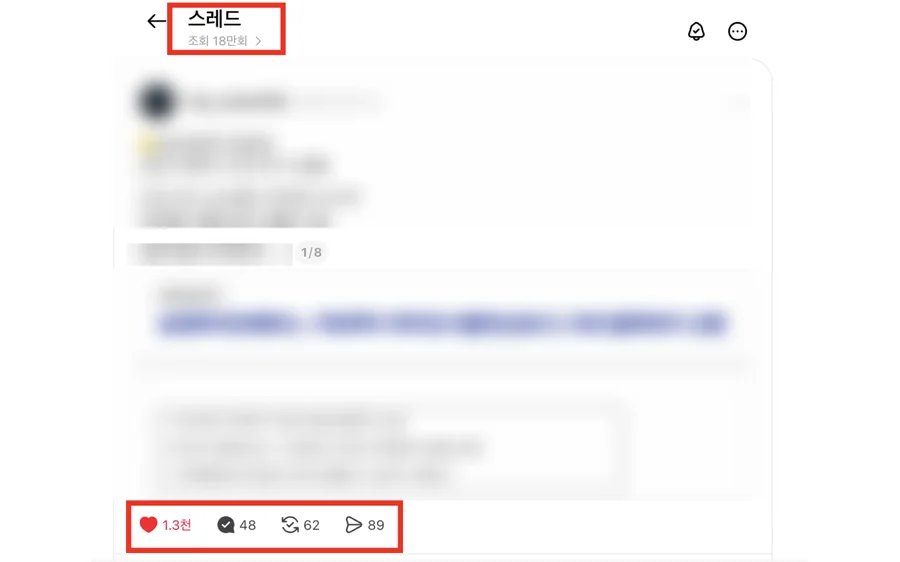 조회 18만 회, 좋아요 1,300개를 기록한 게시물